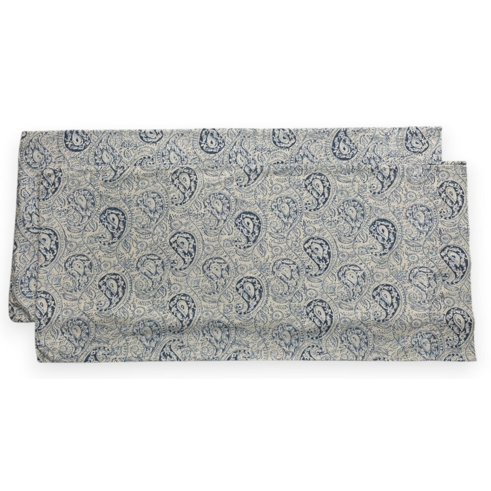 2 Vintage Ralph Lauren Paisley King Pillowcases Blue Beige Tan Cotton Pair
